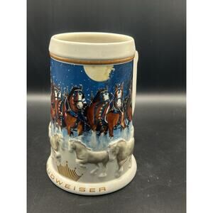 2005 Budweiser Holiday Beer Stein Christmas Clydesdale Horses Mug